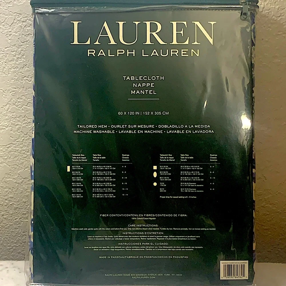 RALPH LAUREN CHAMBERS MEDALLION TABLECLOTH NEW 120 BY 60 OBLONG